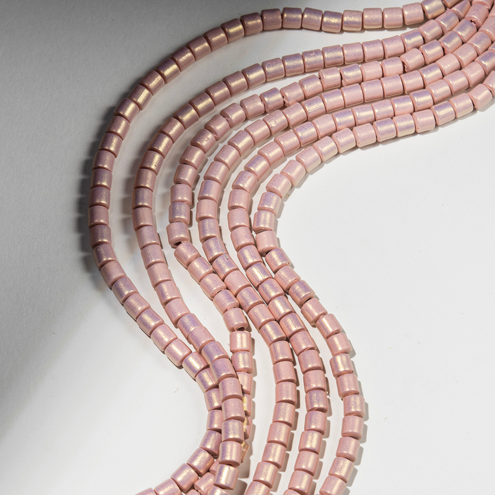 Бусины хеши, каучук с напылением, оттенок "Пыльная роза", 6*6мм