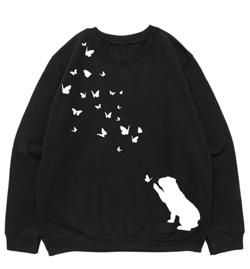 Свитшот "Английский бульдог и бабочки"