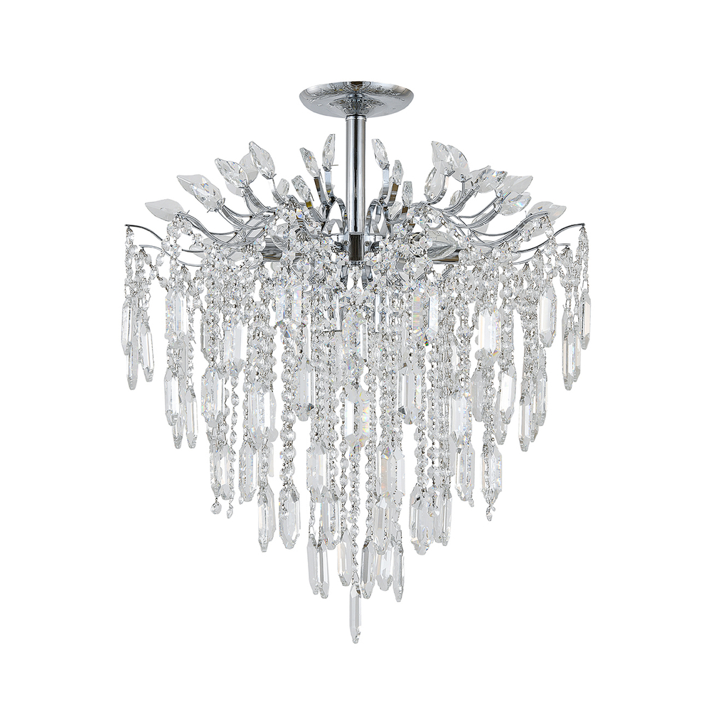 Люстра на штанге 8x40Вт E14, металл/хрусталь, хром/прозрачный