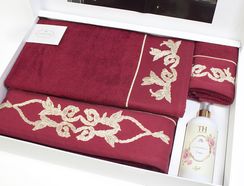 Полотенца  DURANTE бордо 3 пр. и ароматизатор TIVOLYO HOME