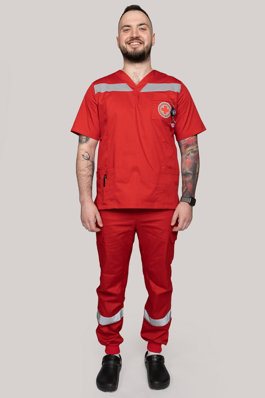 Брюки-джоггеры летние мужские Скорая помощь MedicLine цв. КРАСНЫЙ