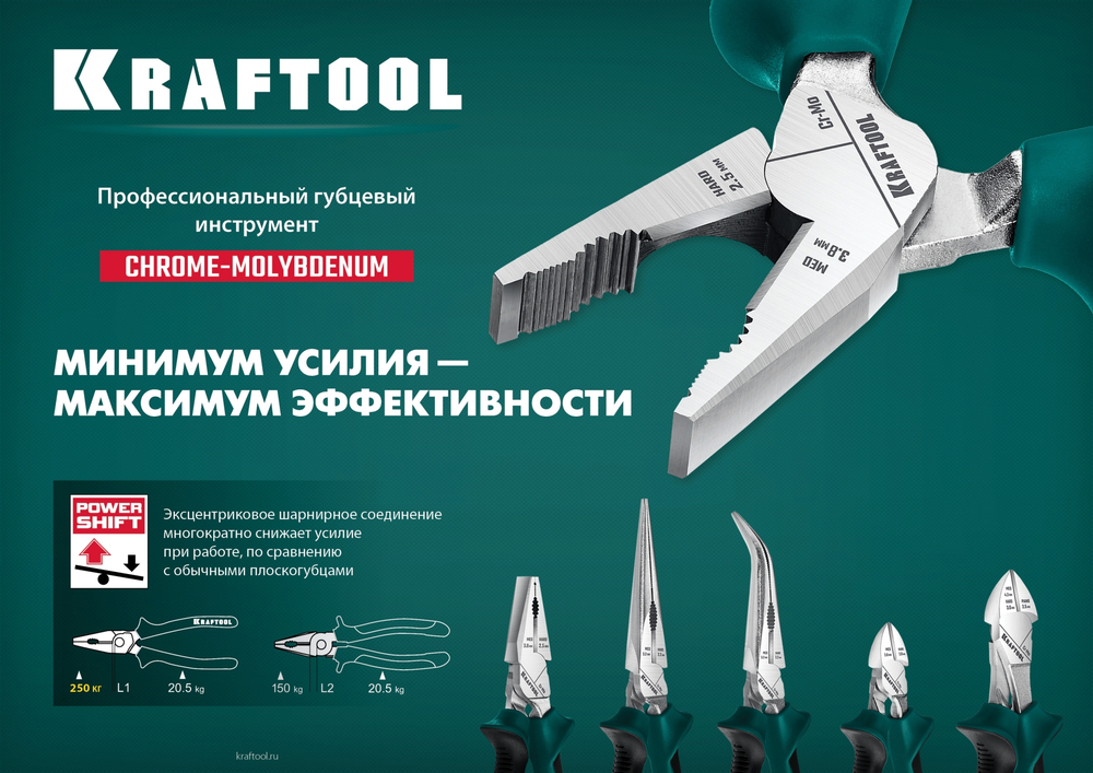 KRAFTOOL 160 мм, комбинированные плоскогубцы с эксцентриковым шарниром (22011-1-16)