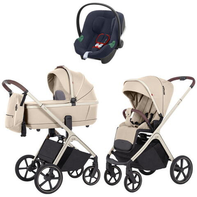 Коляска Carrello Vector CRL-6550 и автокресло Cybex Aton B2 Bay Blue 3 в 1 Seashell Beige