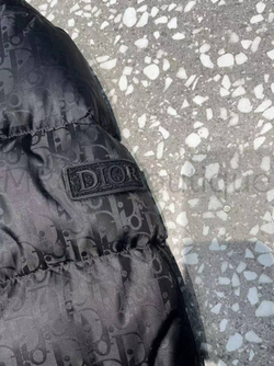 Пуховая черная куртка Диор Dior Oblique унисекс премиум класса