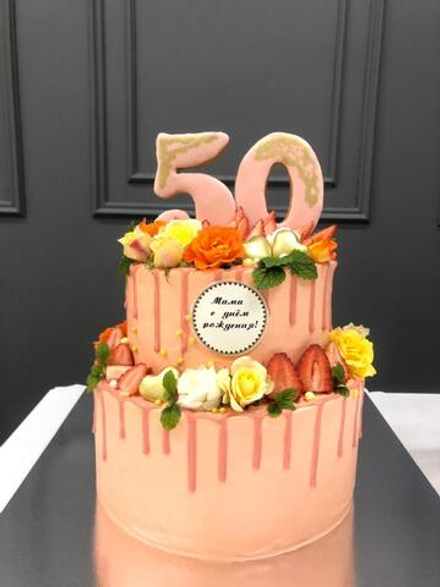 Торт на день рождения мамы, торт на 50 лет, торт на праздник
