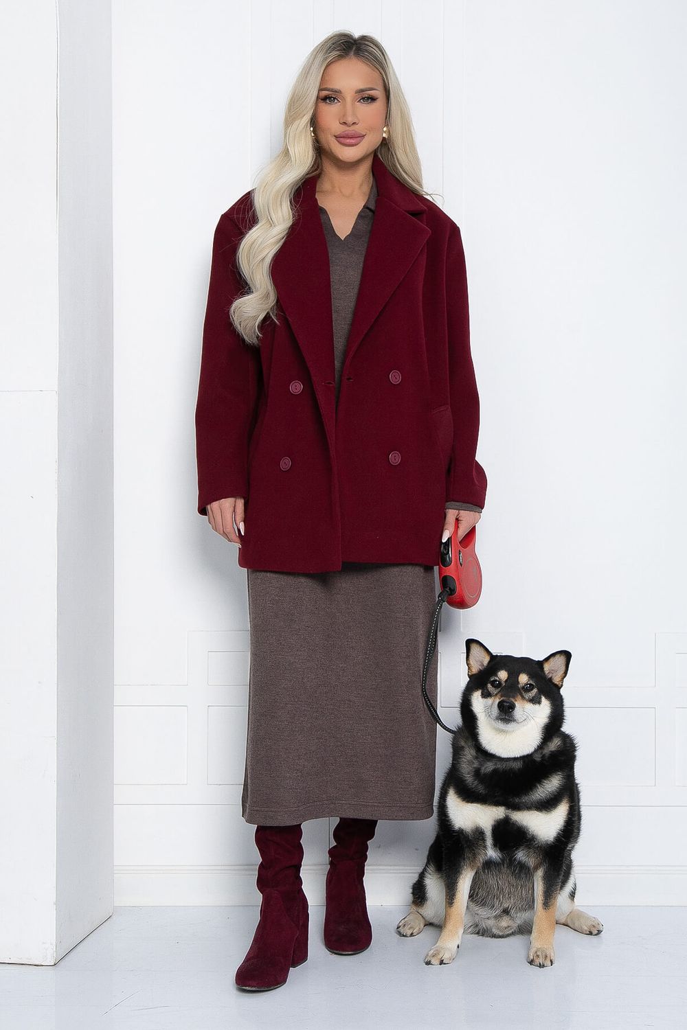 Пальто Я в теме (бордовое) Б12485-7 LT Collection