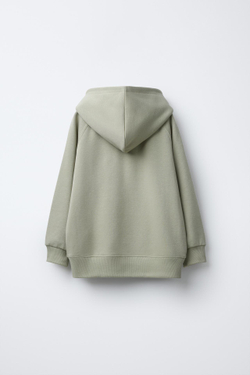 ZARA БАЗОВОЕ ХУДИ, ЗЕЛЕНЫЙ/ЭКРЮ