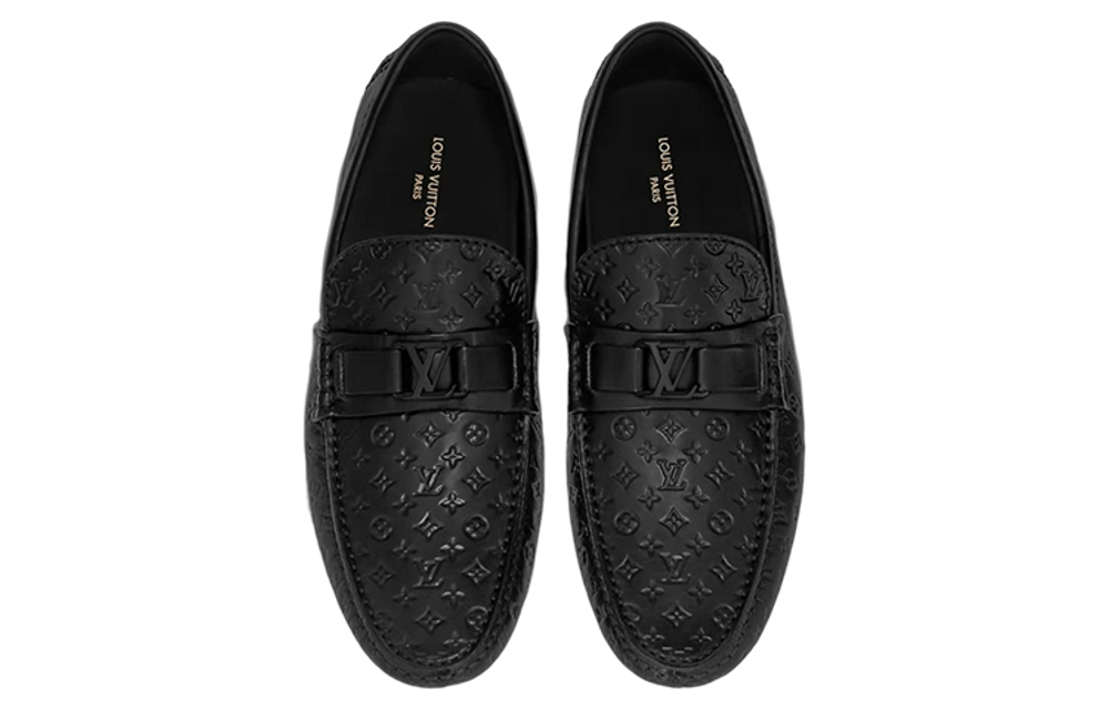 LOUIS VUITTON Hockenheim Moccasin Shoes "Black Minimonogram"