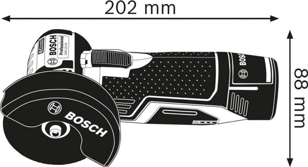 Угловая шлифмашина аккумуляторная BOSCH GWS 12V-76 бесщеточная 0615990M3E 1х2,0 Ач, картонная коробка