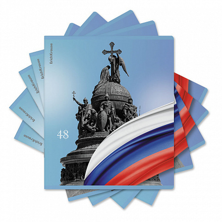 Тетрадь А5 48л кл. Erich Krause "Российский герб,", УФ-лак выборочный+ламинация матовая