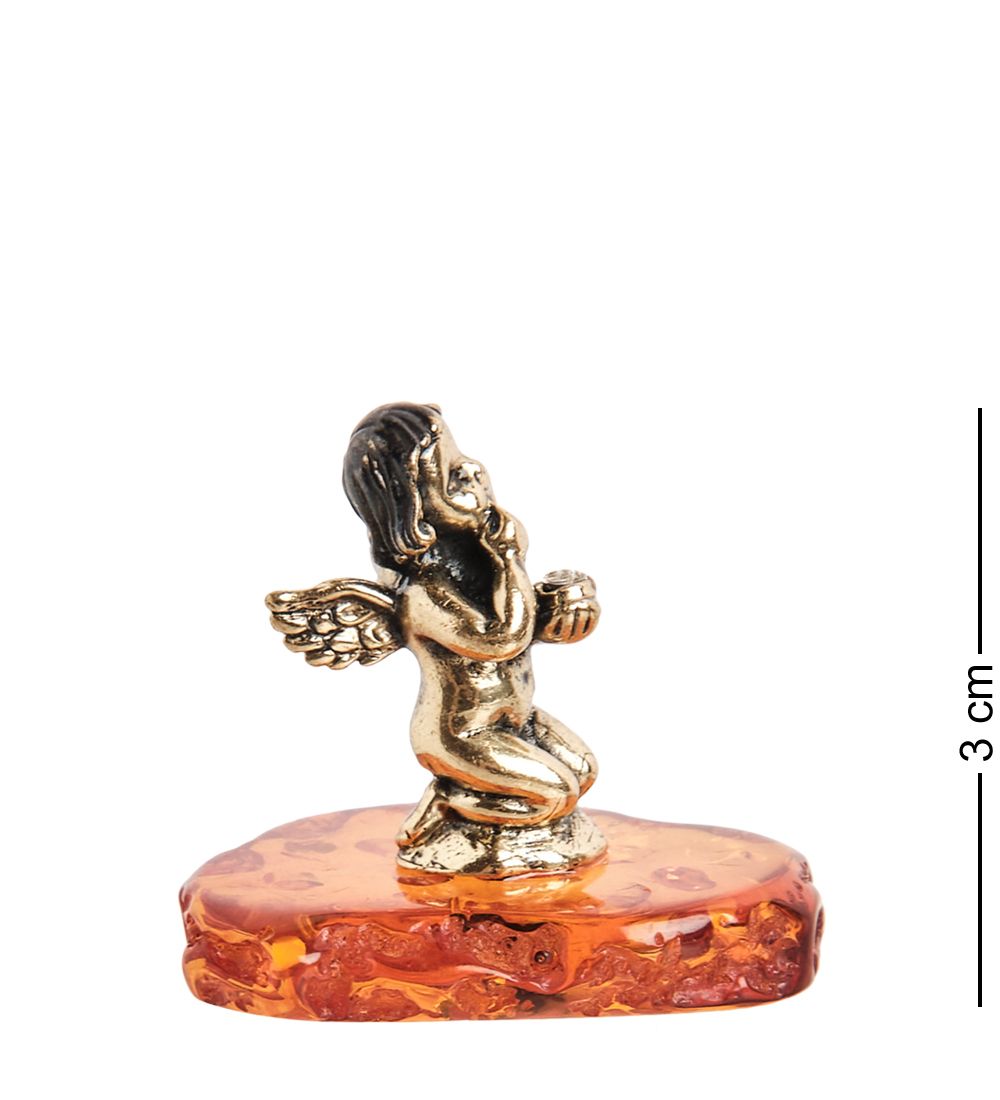Народные промыслы AM- 196 Фигурка «Амурчик сидящий» (латунь, янтарь)