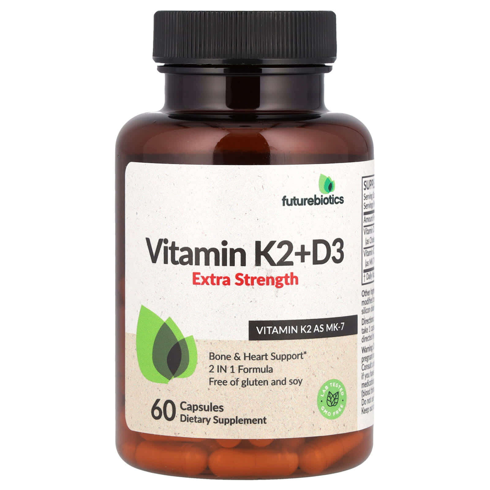 Futurebiotics, витамин K2 и D3, 60 капсул