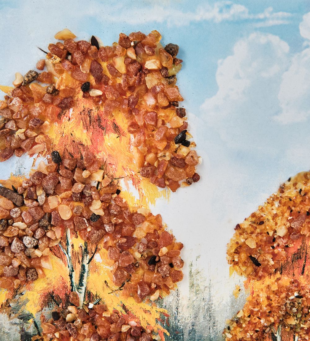 AMB-01/56 Картина «Укромный уголок» (с янтарной крошкой) пласт.рамка 33х42см