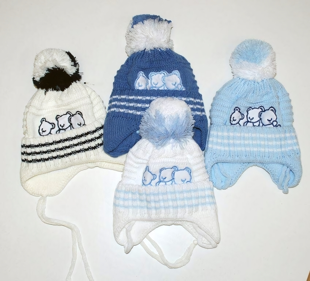 Шапка для мальчиков "Мишки" 0708 46-48р. синий