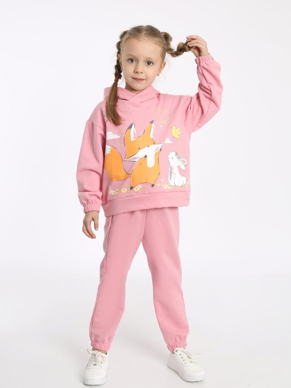 Костюм для девочек футер "Плей-1" 110, Розовый (Ивашка)