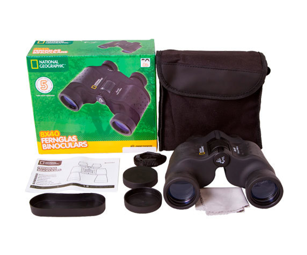 Комплект поставки бинокля Bresser National Geographic 8 40
