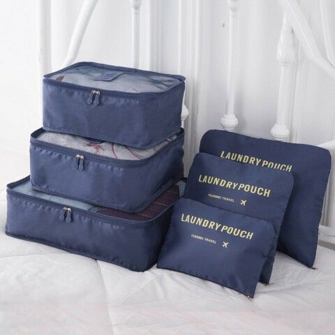 Набор дорожных сумок для путешествий, цвет синий, 6 шт