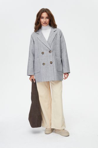 Двубортный серый пиджак из шерсти