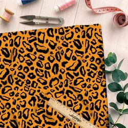Ткань барби оранжевый леопардный принт