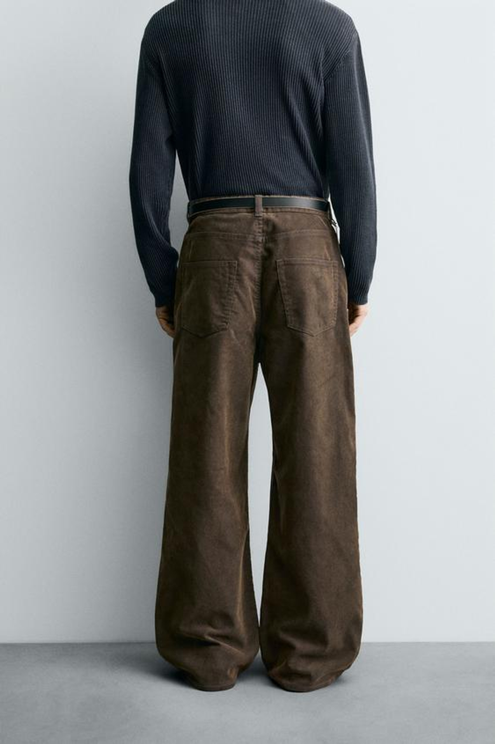 ZARA ВЕЛЬВЕТОВЫЕ БРЮКИ BAGGY FIT, КОРИЧНЕВЫЙ