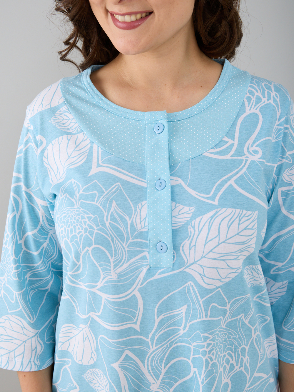 Ночная сорочка С-008/голубой-кувшинка