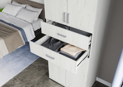 НЕЛЬСОН-5 Шкаф 2-х дверный с полками и ящиками Дуб крафт белый / Дуб крафт белый