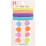 Заколки-крабы для волос детские 6шт c резинками для волос 4шт «МАРЦИПАН», ромашки, цвет как на фото, 1,5см