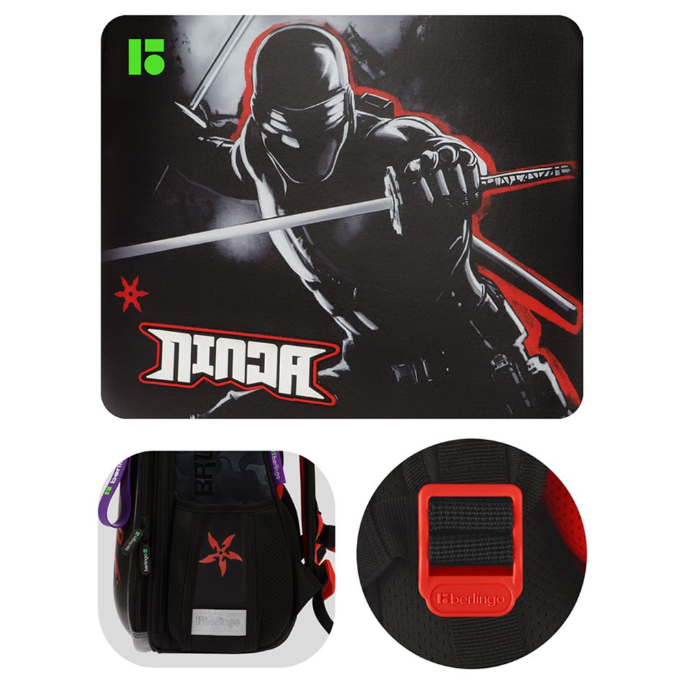 Ранец Berlingo Expert Box "Ninja" 38*29*16см, 2 отделения, анатомическая спинка, пенал и мешок для обуви в комплекте