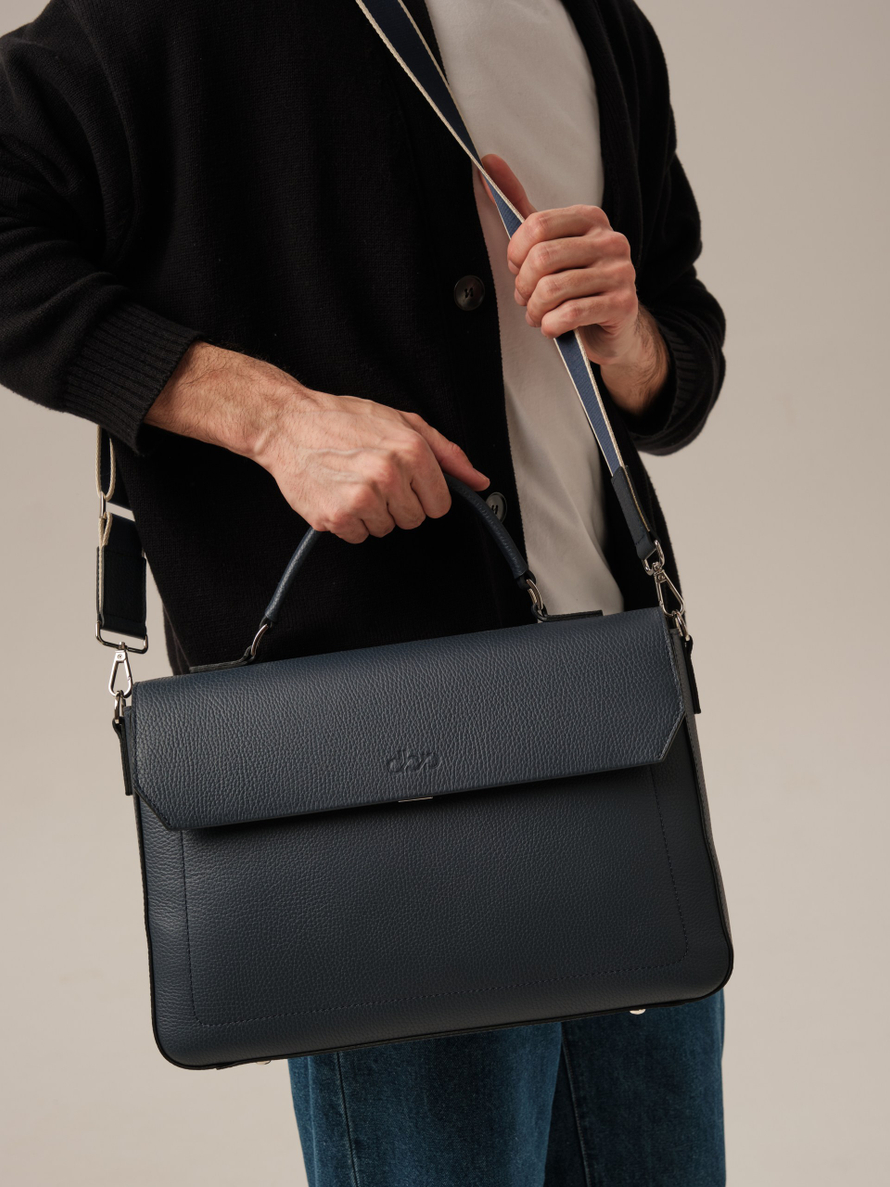 Мужская кожаная сумка Levi DBR 7115 насыщенный синий