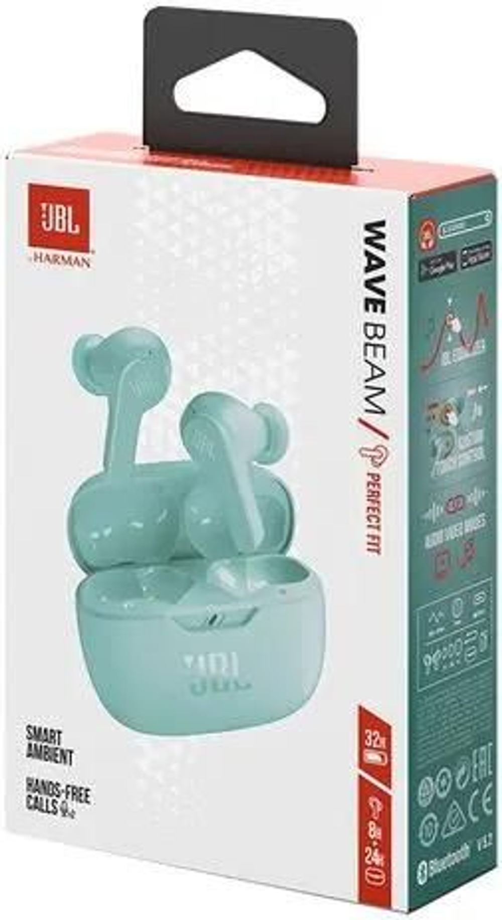 Наушники JBL Wave Beam, Bluetooth, внутриканальные, мятный [jblwbeammit]