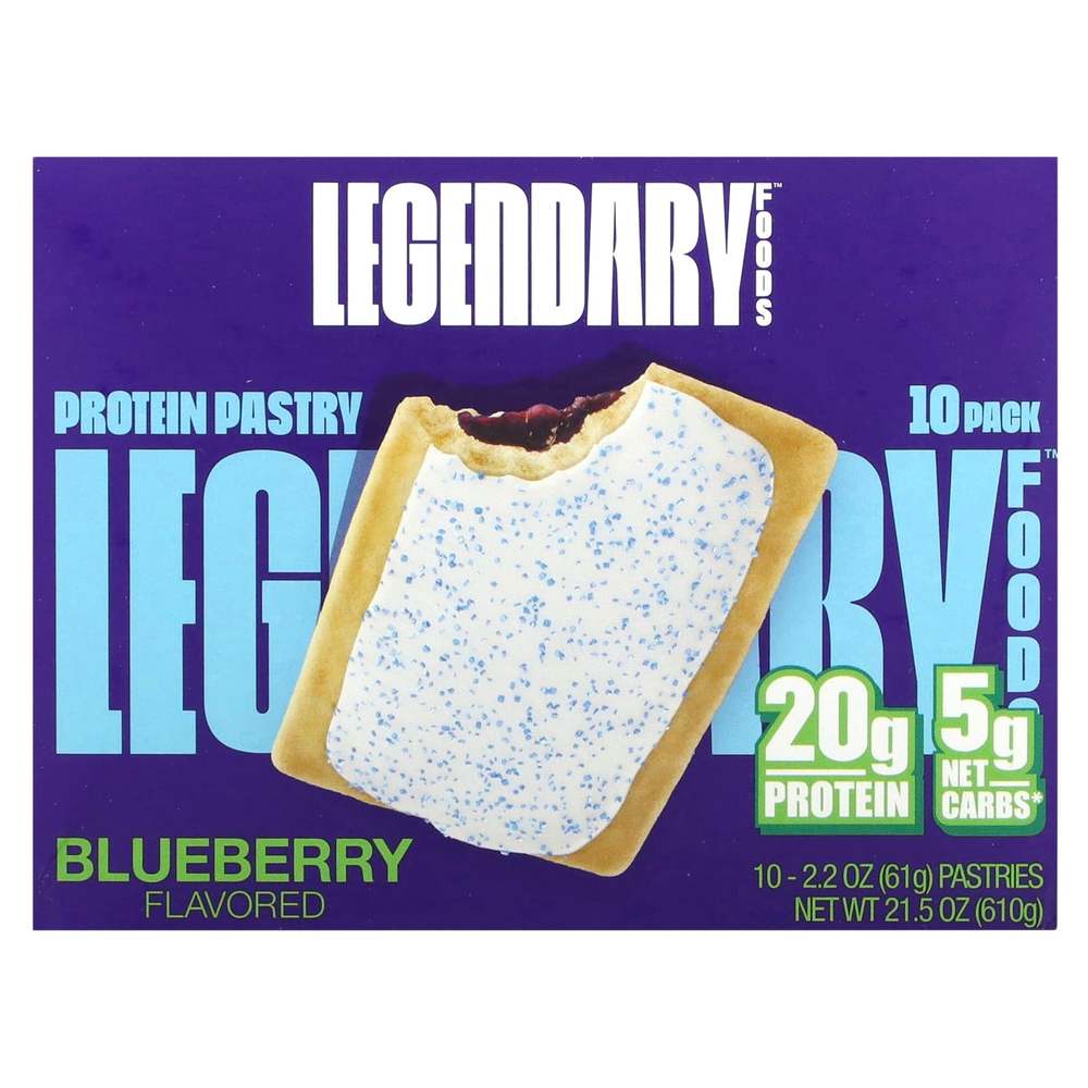 Legendary Foods, Protein Pastry, черника, 10 пакетиков, 61 г (2,2 унции)