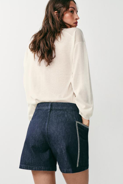 ZARA ШОРТЫ Z1975 С ВЫШИВКОЙ, СИНИЙ