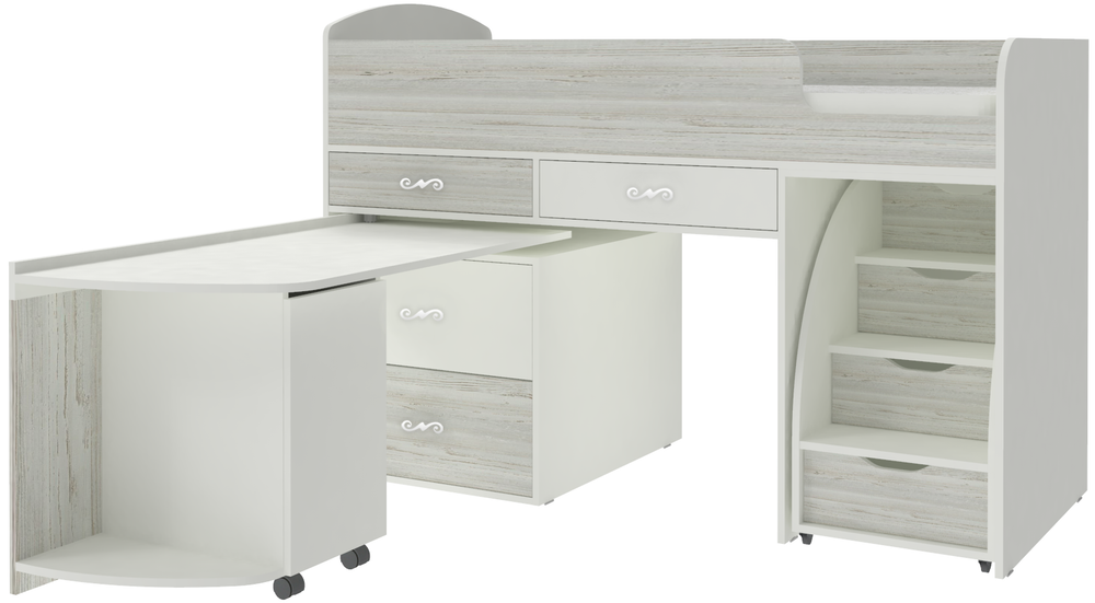 Кровать-чердак КарИВи Малыш 6 Белый  Винтерберг