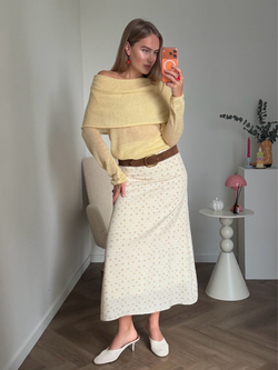 Юбка в цветочек миди сливочное масло