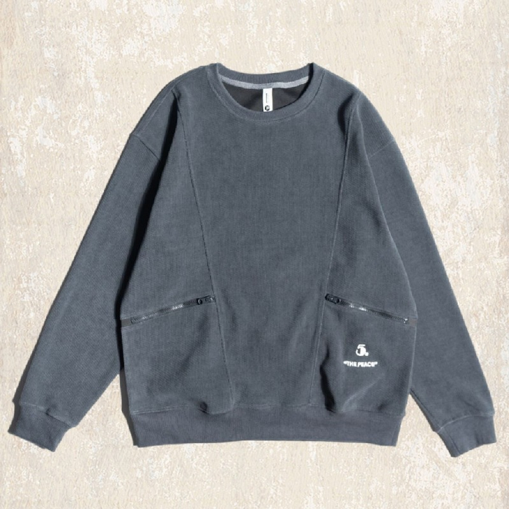 Трикотажный свитер с карманами на замках ,мужской осенний и зимний свободный Американский ретро стиль