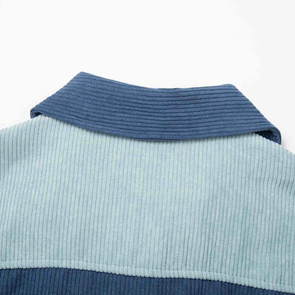 Рубашка Ymkashix Velvet Color block Zip Голубая/Графитовая/Синяя