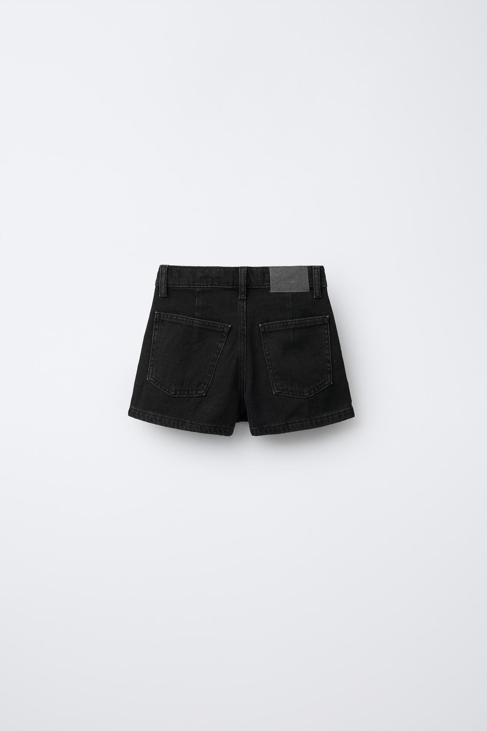 ZARA ДЖИНСОВАЯ ЮБКА-ШОРТЫ С ЗАКЛЕПКАМИ, ЧЕРНЫЙ