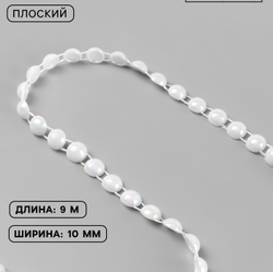 Жемчуг на нитях, с голографией, плоский 10 мм