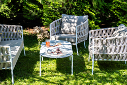 "Форли" лаунж-зона 4-местная плетеная из роупа (веревки), каркас алюминиевый светло-серый, роуп серо-коричневый