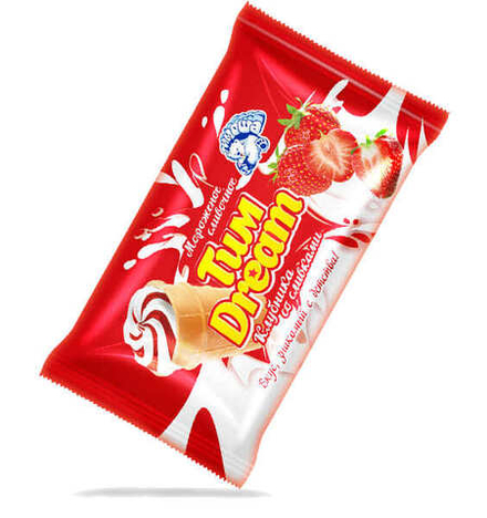 Стаканчик вафельный "Tим Dream" Клубника со сливками 80г. Брест