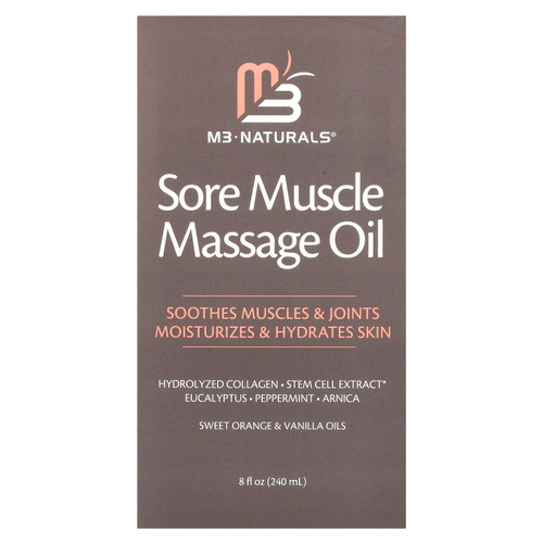 M3, Масло для массажа при боли в мышцах, сладкий апельсин и ваниль, 240 мл (8 жидк. унц.)