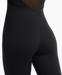 Oysho Длинный комбинезон Perfect-Adapt без рукавов с сетчатыми вставками, черный