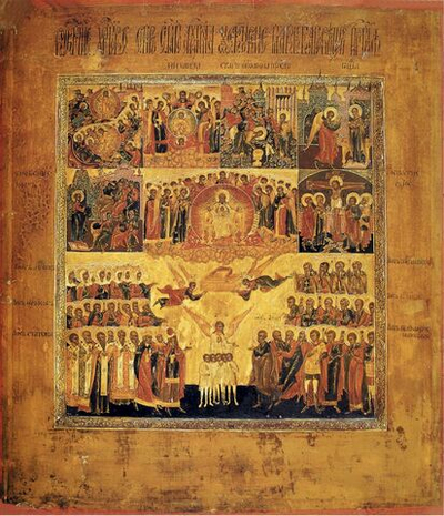 Суббота всех святых (Шестоднев). Деревянная икона на левкасе