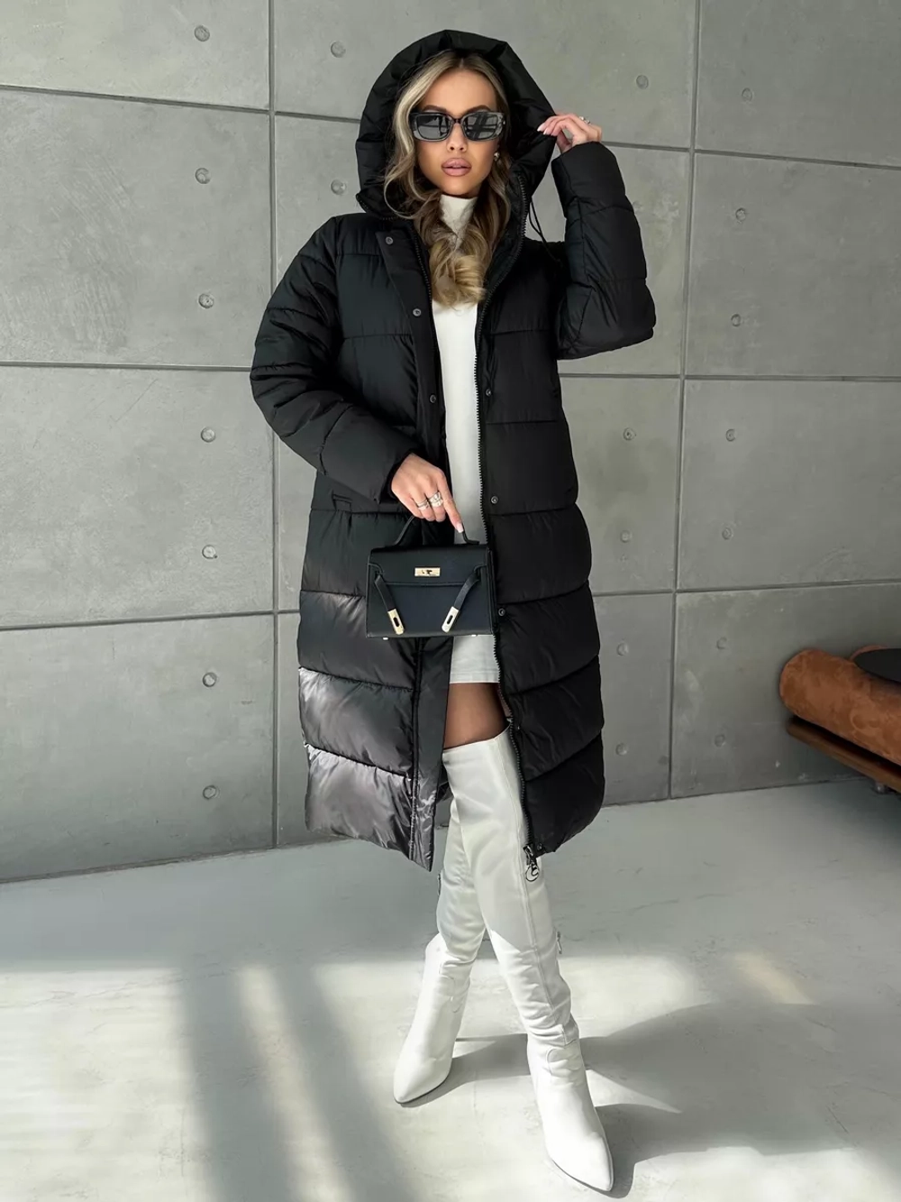 Куртка зимняя длинная с капюшоном