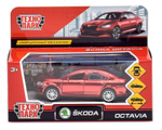 Модель ин. мет. "Skoda Octavia. Хром" 12см, красный, открыв.двери OCTAVIA-RD-CH (Технопарк)
