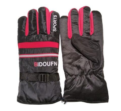 Перчатки зима черно-красные с отражателем