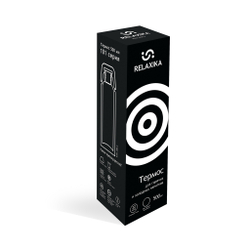 Термос Relaxika 101 (0,5 литра), черный (стикерпак "Красоты России")