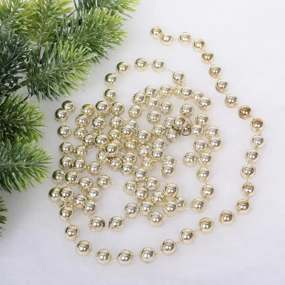 Бусы на ёлку 2,0 м «Шарик крупный» d-12 мм, Шампань