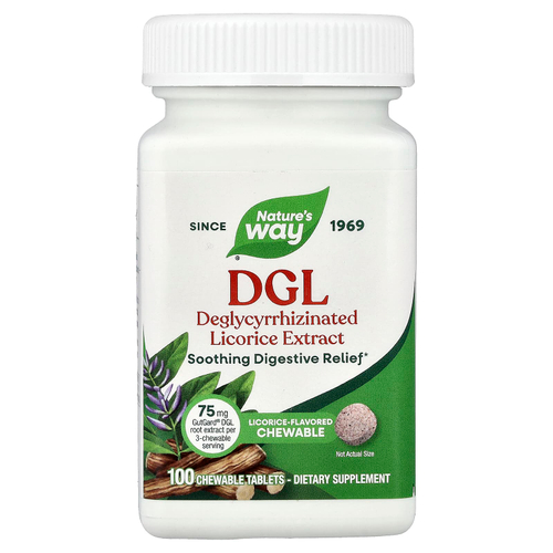 Nature's Way, DGL, солодка, 100 жевательных таблеток