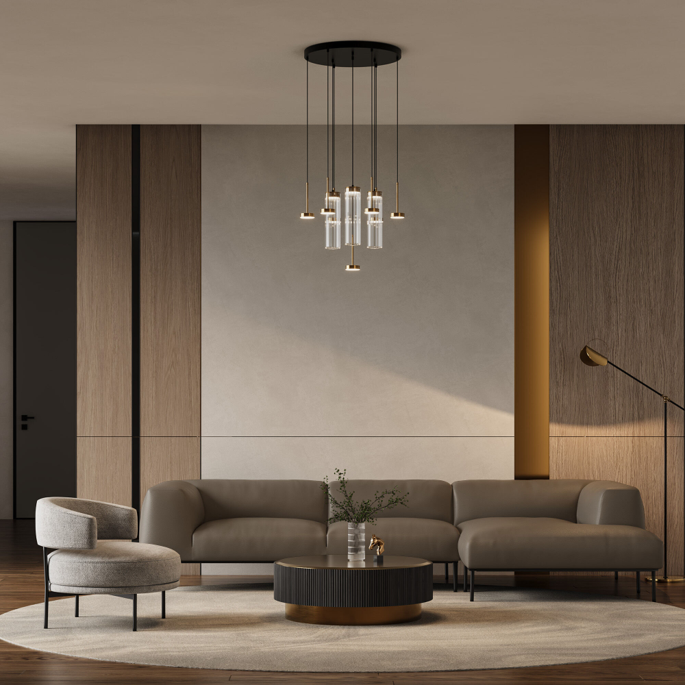 Подвесной светодиодный светильник со стеклянными плафонами 301102 LED латунь